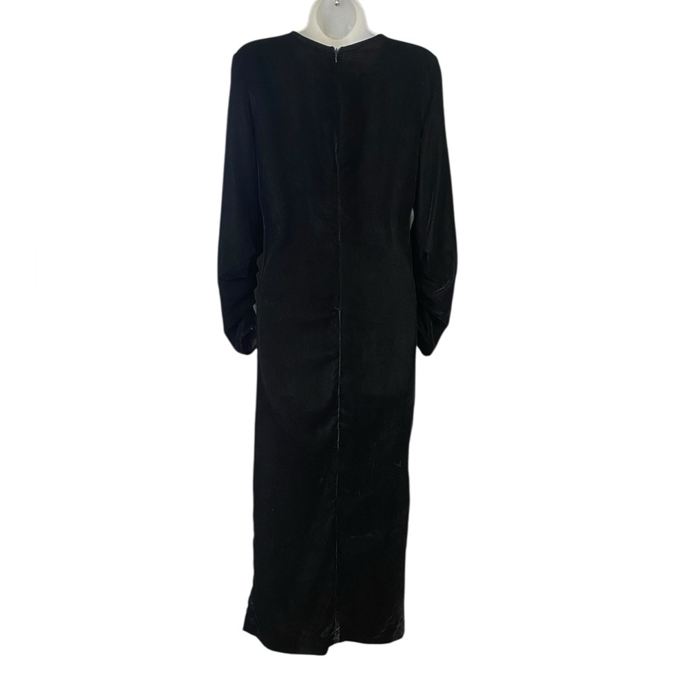 ZARA DRAPED VELVET DRESS MIDI BLACK Women's Small - Picture 3 of 5